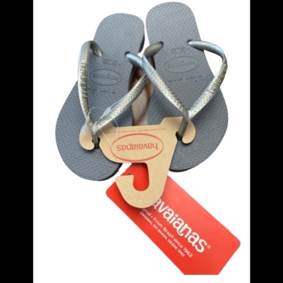 HAVAIANAS TODDLER GIRLS Sandals, flip flops size 9 or 10 Steel gray NWT - Picture 2 of 3